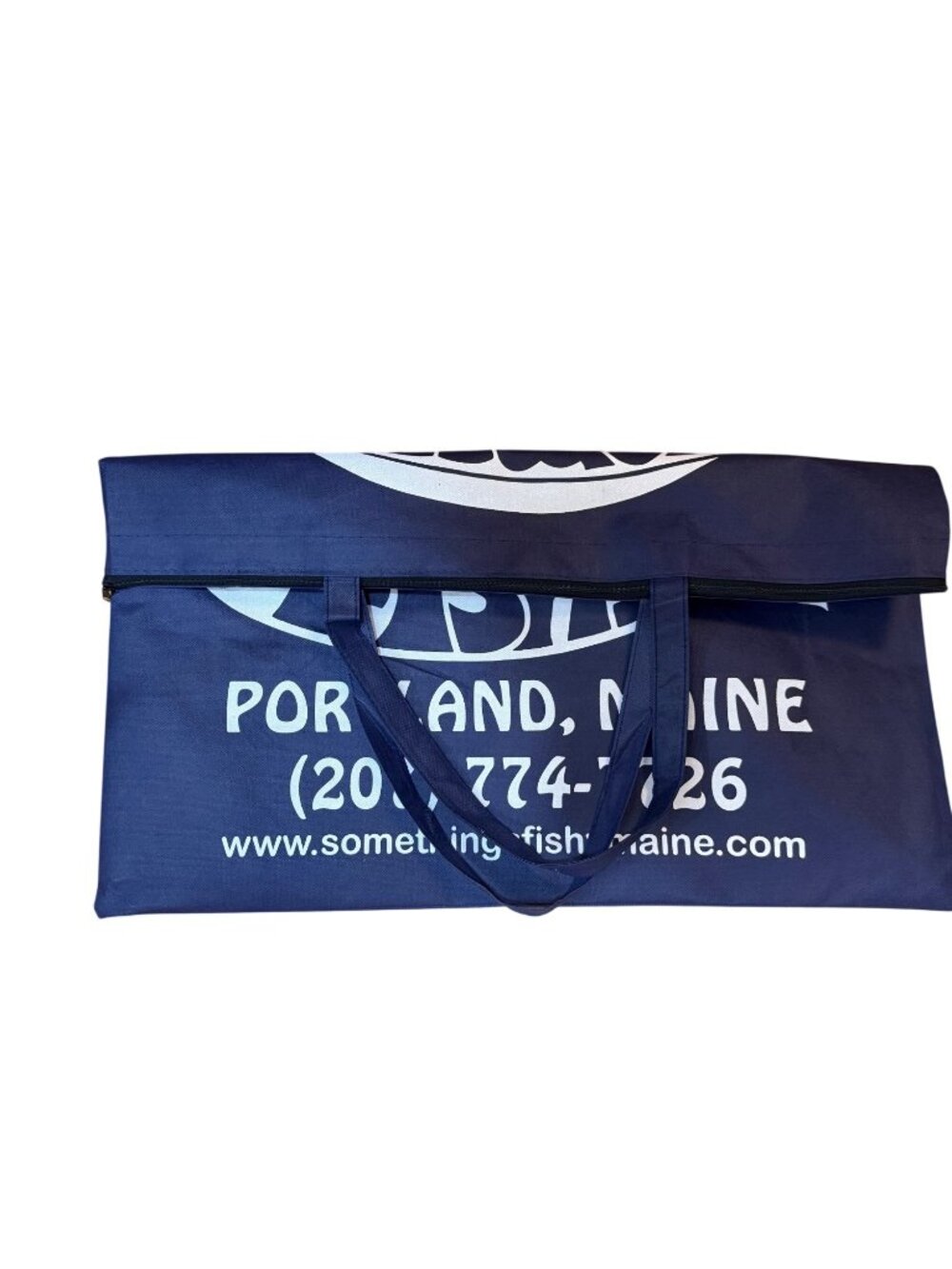 Coastal Portland Maine Large Zip Top Market Beach Tote Bag Something's Fishy - Picture 4 of 5